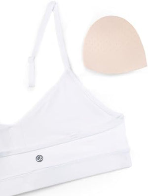 Butterluxe V-Neck Sports Bras for Women - Adjustable Thin Straps Padded Yoga Top Basic Wireless Camisole