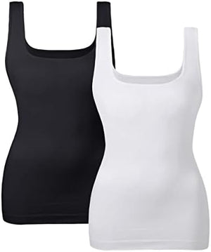Women's Tummy Control Shapewear Tank Tops Seamless Square Neck Compression Tops Slimming Body Shaper Camisole