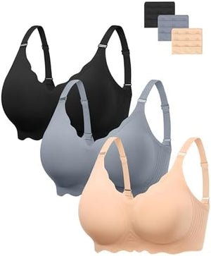 Seamless Bras Women Soft Jelly Push Up Wireless Bra Supportive V Neck No Underwire Comfort Tshirt Bralettes
