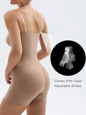 Strapless Shortie Bodysuit for Women Tummy Control Shapewear Seamless Sculpt Body Shaper with Removable Straps