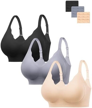 Jelly Bras for Women No Underwire 3PCS Comfort Wireless Push Up Bras Seamless Scalloped Lift Everyday Bralettes