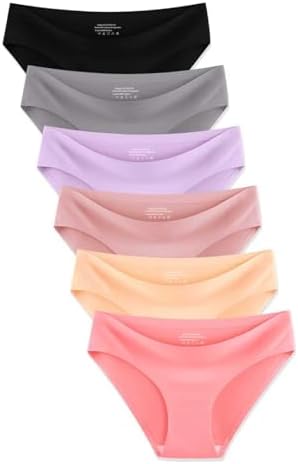 Seamless No Show Womens Underwear Bikini No Show Soft Comfortable Invisibles Briefs Low Rise Hipster Panties 6 Pack