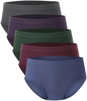 Womens Underwear, Moisture-Wicking Briefs, Soft and Breathable Panties, Mid Waist, 5-Pack