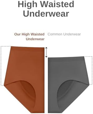 Womens Underwear Seamless High Waisted Briefs Silky Stretch No Show Breathable Full Coverage Ladies Panties 6 Pack