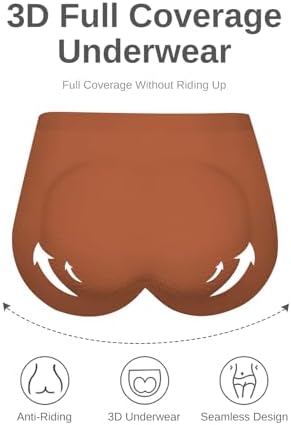Womens Underwear Seamless High Waisted Briefs Silky Stretch No Show Breathable Full Coverage Ladies Panties 6 Pack