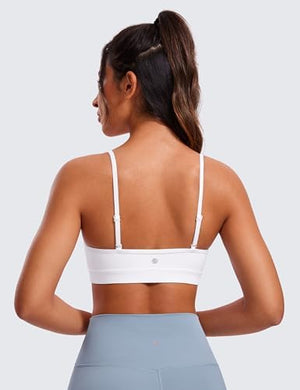 Butterluxe V-Neck Sports Bras for Women - Adjustable Thin Straps Padded Yoga Top Basic Wireless Camisole