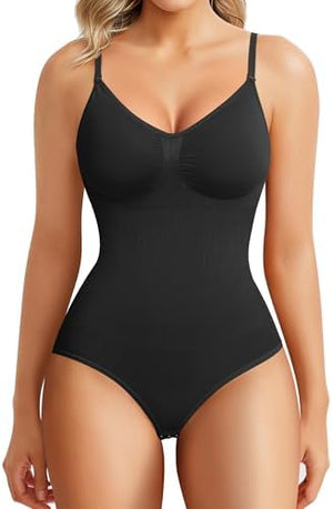 Womens' Seamless Sleeveless V-Neck Bodysuit Shapewear Tummy Control