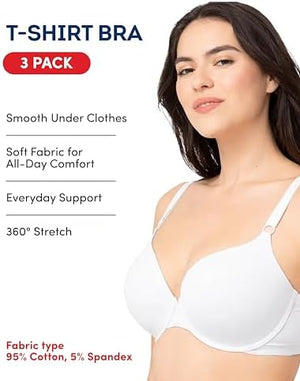 Women's Smooth Cotton T-Shirt Bra - Ultra-Soft, Flexible, and Invisible Under Tees