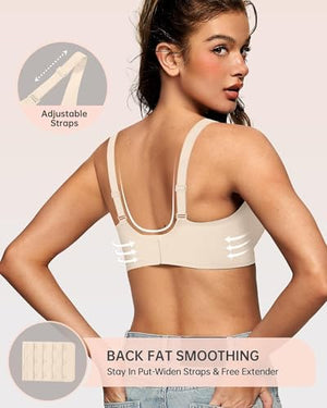 Womens Deep V Bras Wireless Comfortable Bra Supportive No Underwire Bras Tshirt Push Up Bralettes Plunge Seamless Bra