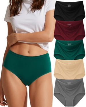 Cotton Panties for Women High Waisted Women's Underwear Breathable Full Coverage Ladies Briefs 5 Pack