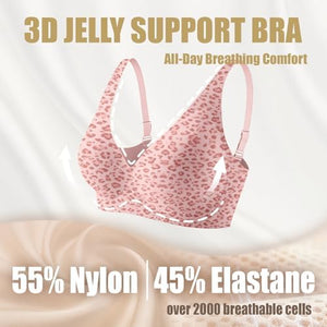 Jelly Wireless Push Up Bra Deep V Seamless Plunge No Underwire Comfortable Everyday Bras with Adjustable Straps
