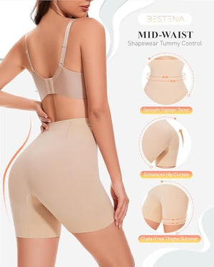 Shapewear Shorts, Mid-Waist Body Shaper Short, Womens Shapewear Tummy Control, Seamless Shapewear for Under Dresses