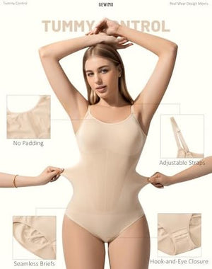 Shapewear Bodysuit Tummy Control Seamless for Women, Inverted Triangle Design with Hip Texture, Faja Body Waist Briefs