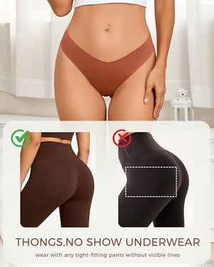 Womens Underwear Seamless Thongs 9 Pack Sexy Panties No Show V-waisted Invisible Tangas Lingerie for Women