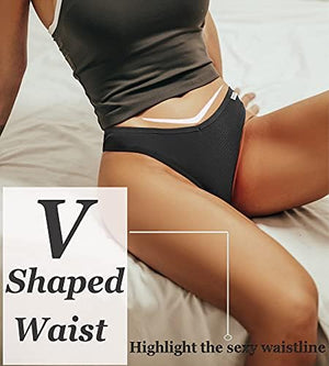 Womens Cotton Underwear Sexy Stretch Bikini Panties Low Rise Hipster Ladies Soft V-Waist Cheeky