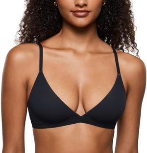 Women's Inbarely Triangle Bralette Plunge Unlined Seamless Bra No Underwire Sexy Comfortable Everyday