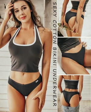 Womens Cotton Underwear Sexy Stretch Bikini Panties Low Rise Hipster Ladies Soft V-Waist Cheeky