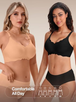 Seamless Bras Women Soft Jelly Push Up Wireless Bra Supportive V Neck No Underwire Comfort Tshirt Bralettes