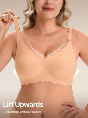 Seamless Bras Women Soft Jelly Push Up Wireless Bra Supportive V Neck No Underwire Comfort Tshirt Bralettes