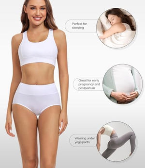 Women's Cotton Underwear High Waisted Ladies Panties Full Coverage Briefs 4 Pack (Regular & Plus Size)