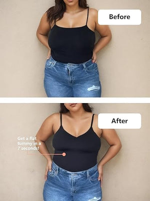 Compression Tank Tops for Women, 2-Pack, High Shaping Scoop & V-Neck Cami, Shapewear Tummy Control Camisole