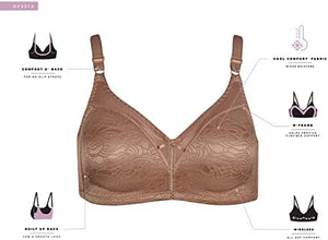 Women's Wireless Lace Bra, Double Support Lace Bras for Women, Stay-in-Place Straps, Full Coverage, Comfortable