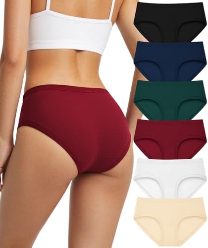 Women's Cotton Underwear Full Coverage Soft Briefs Comfortable Low Rise Breathable Ladies Hipster Panties 6 Pack