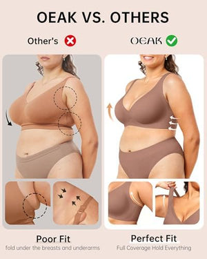 Womens Deep V Bras Wireless Comfortable Bra Supportive No Underwire Bras Tshirt Push Up Bralettes Plunge Seamless Bra
