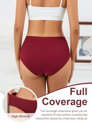 Women's Cotton Underwear Full Coverage Soft Briefs Comfortable Low Rise Breathable Ladies Hipster Panties 6 Pack