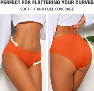Women's Cotton Bikini Panties,High-Cut Full Coverage Stretch Cool Underwear for Women