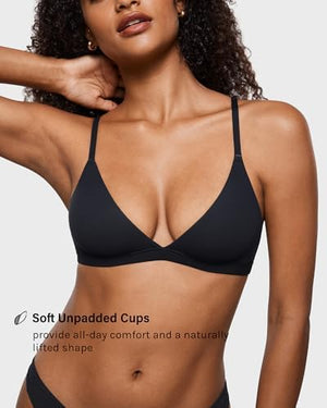 Women's Inbarely Triangle Bralette Plunge Unlined Seamless Bra No Underwire Sexy Comfortable Everyday