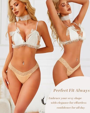 Cotton Underwear for Women Lace Sexy Soft Thongs Low Rise T-Back Lingerie Stretchy Ladies Panties