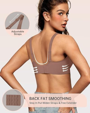 Womens Deep V Bras Wireless Comfortable Bra Supportive No Underwire Bras Tshirt Push Up Bralettes Plunge Seamless Bra