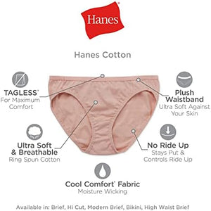 womens High-waisted Brief Panties, 6-pack, Moisture-wicking Cotton Brief Underwear (Colors May Vary)