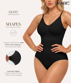 Womens' Seamless Sleeveless V-Neck Bodysuit Shapewear Tummy Control