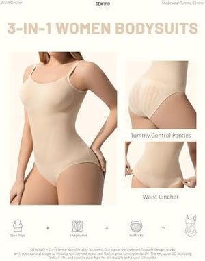 Shapewear Bodysuit Tummy Control Seamless for Women, Inverted Triangle Design with Hip Texture, Faja Body Waist Briefs