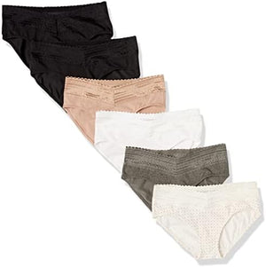 Women's Blissful Benefits Dig-free Comfort Waist With Lace Cotton Hipster 6-pack Ru2266w
