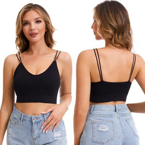 6 Pcs V Neck Bralettes for Women Padded Bralette with Straps Seamless Bra