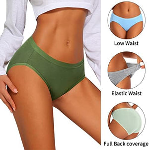 Women's Cotton Bikini Panties,High-Cut Full Coverage Stretch Cool Underwear for Women