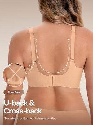 Seamless Bras Women Soft Jelly Push Up Wireless Bra Supportive V Neck No Underwire Comfort Tshirt Bralettes