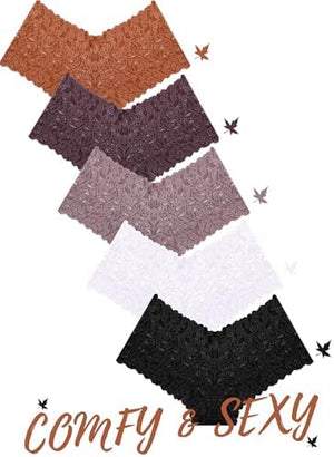Sexy Underwear Panties for Women Cheeky V Waist Lace Boyshorts Lingerie Plus Size Underwear Gift Wife Women 5 Pack