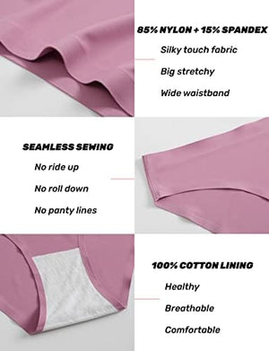 Women's Seamless Underwear No Show Stretch Bikini Panties Silky Invisible Hipster 6 Pack