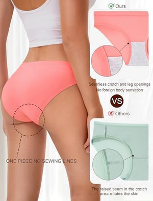 Seamless No Show Womens Underwear Bikini No Show Soft Comfortable Invisibles Briefs Low Rise Hipster Panties 6 Pack
