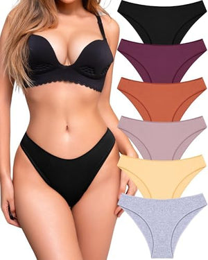 Cotton Underwear for Women 6 Pack Sexy Bikini High Cut Breathbale Cheeky Panties Underwear Womens Lingerie