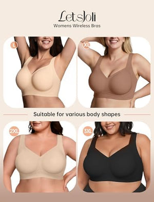 Bras for Women Supportive Wireless Push Up Bra Full Coverage No Underwire Seamless Plus Size for Older Women