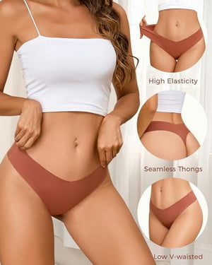 Womens Underwear Seamless Thongs 9 Pack Sexy Panties No Show V-waisted Invisible Tangas Lingerie for Women