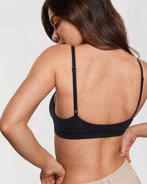 Women's Inbarely Triangle Bralette Plunge Unlined Seamless Bra No Underwire Sexy Comfortable Everyday