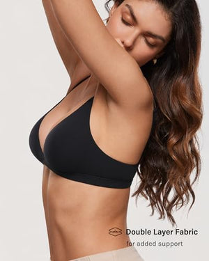 Women's Inbarely Triangle Bralette Plunge Unlined Seamless Bra No Underwire Sexy Comfortable Everyday