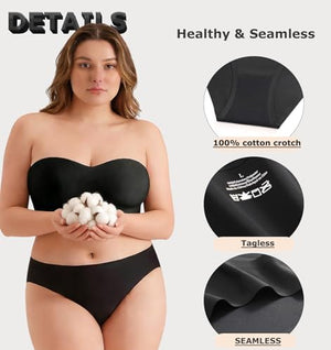 6 Pack Women's Seamless Hipster Underwear No Show Panties Invisibles Briefs Soft Stretch Bikini Underwears XS-XL