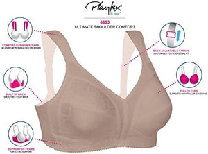 Women's Wireless Bra, 18 Hour Plus-Size Bras Available, Full Coverage, Smoothing, 4693, Single or 2-Pack